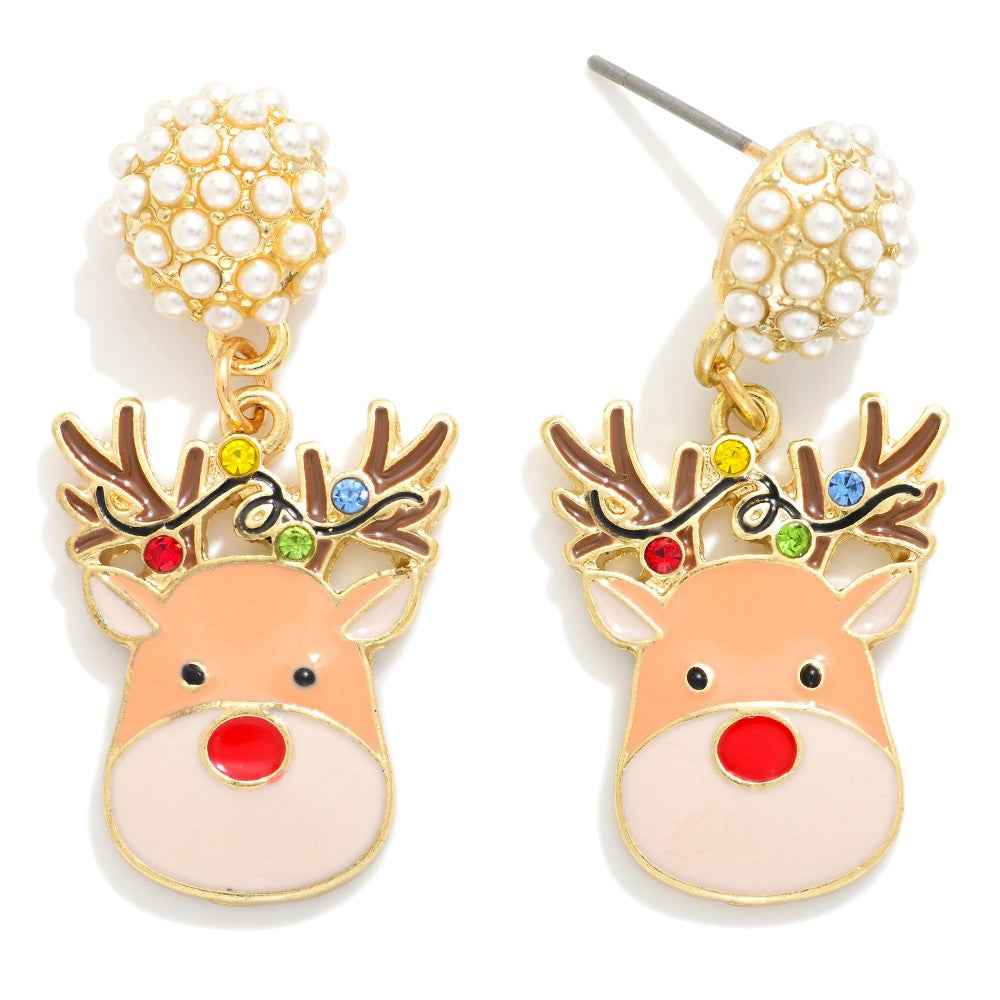 Christmas Reindeer Drop Earrings - Havens Marketplace