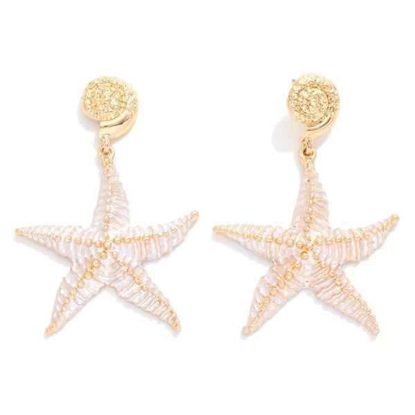 282563 Painted Metal Starfish/Shell Earrings