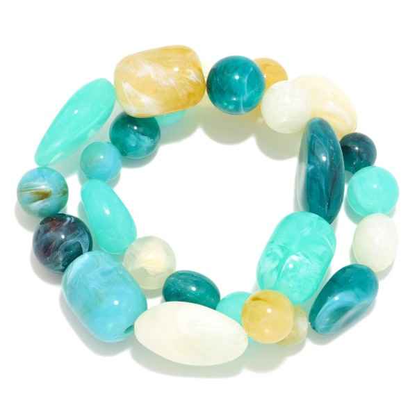 443352 Acetate Stone Beaded Bracelet Set