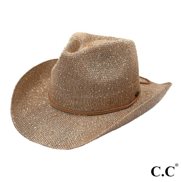 Sequin Cowboy Hat With Suede String Trim Band