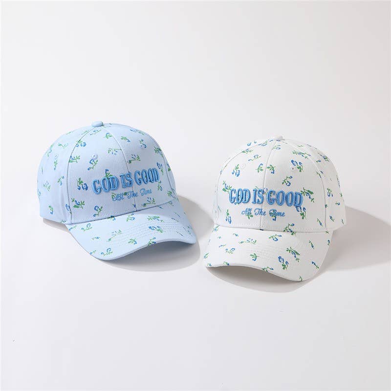 "God Is Good All The Time" Floral Baseball Cap | 40HW756