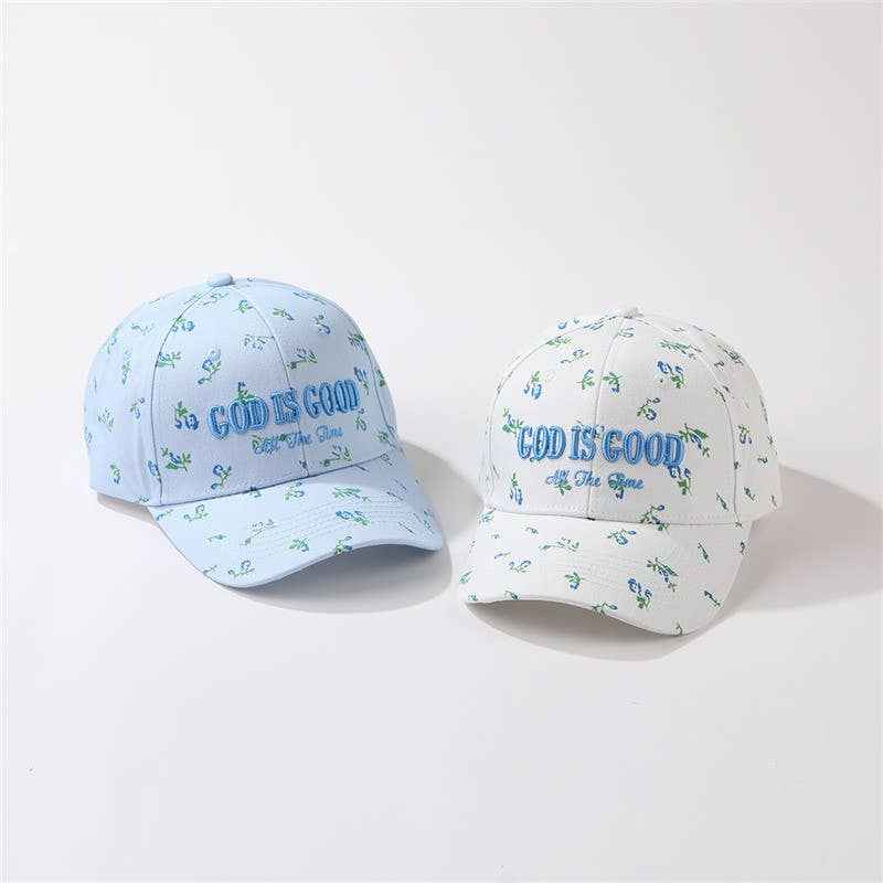 "God Is Good All The Time" Floral Baseball Cap | 40HW756