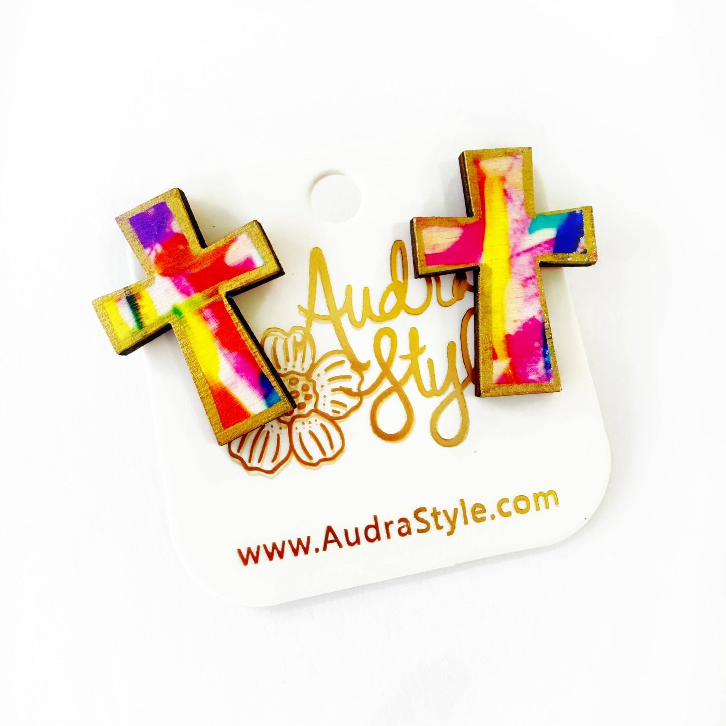 Abstract Cross Stud - Colorful Earring