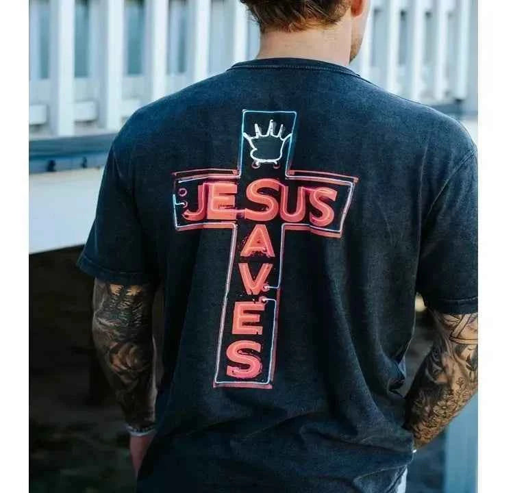 In God We Must Jesus Saves Premium Tee - Havens Marketplace