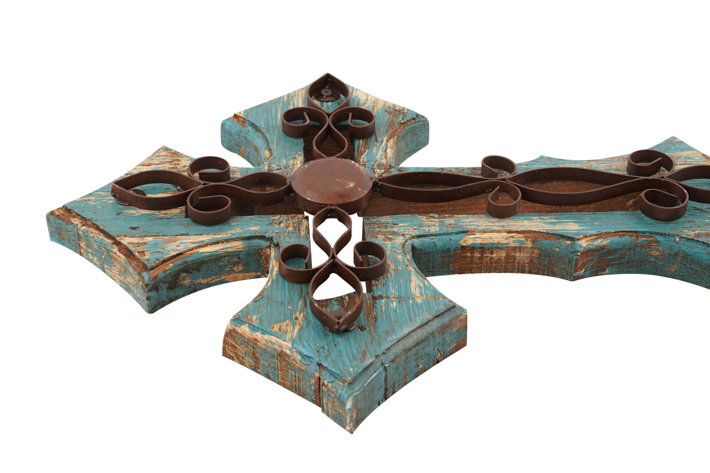 Laredo Wall Cross-Mexican Folk Art-Wood-Handmade-14x19-Wall