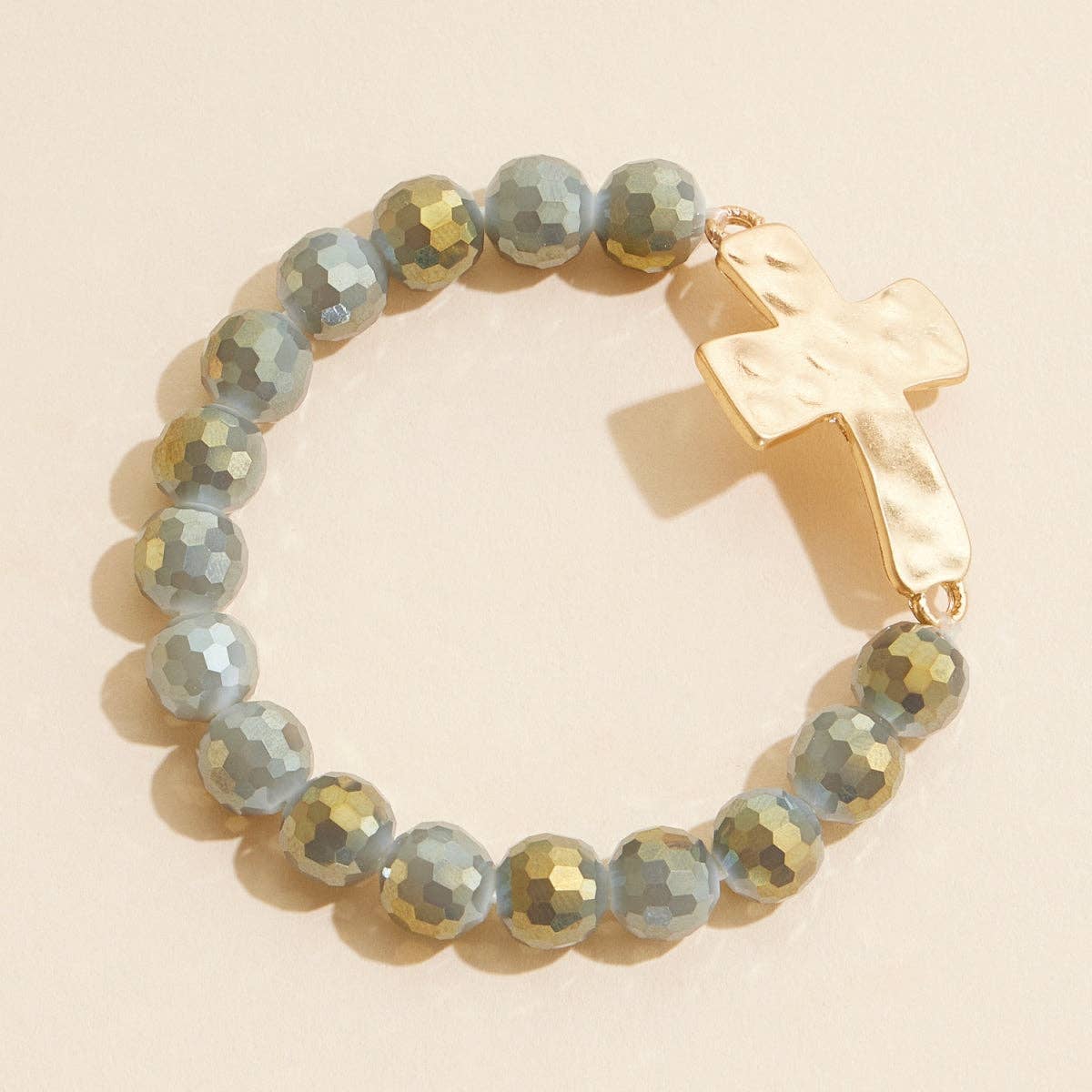 Glass Bead Bracelet | Cross Charm