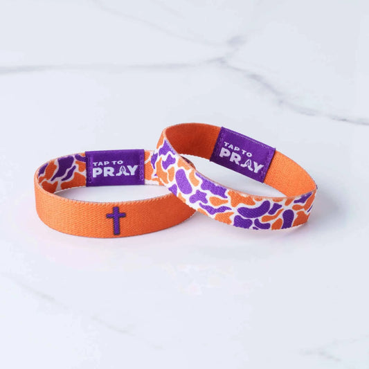 Tap To Pray Team Camo Orange & Purple Wristbands