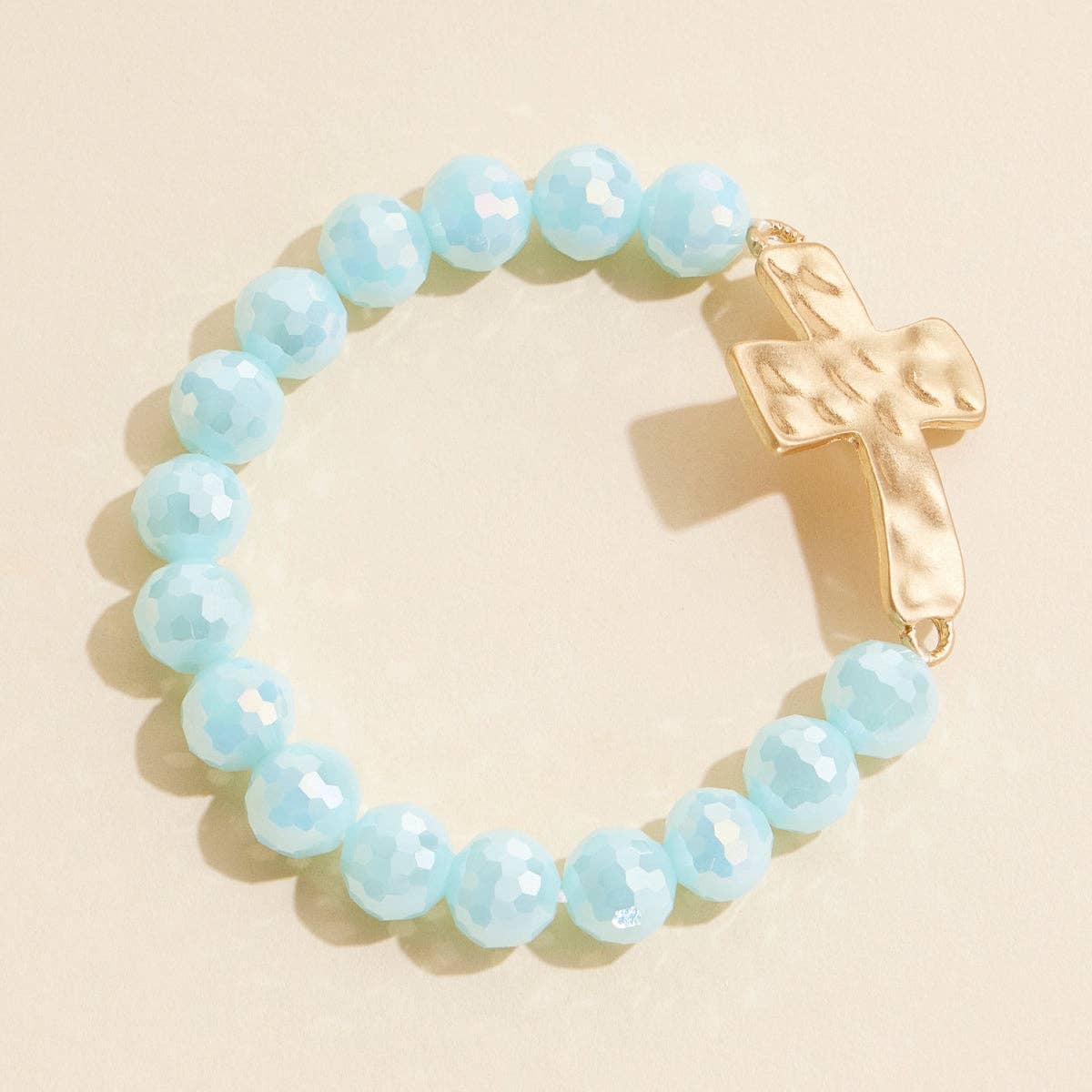 Glass Bead Bracelet | Cross Charm
