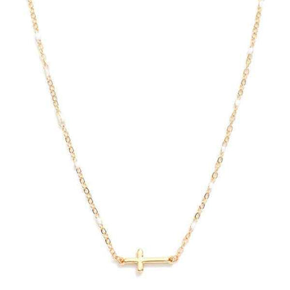 Chain Link Dainty East West Cross Necklace - Havens Marketplace
