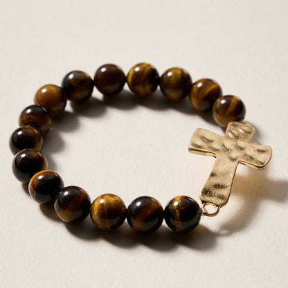 Natural Stone Cross Bracelet | Christian Faith Jewelry