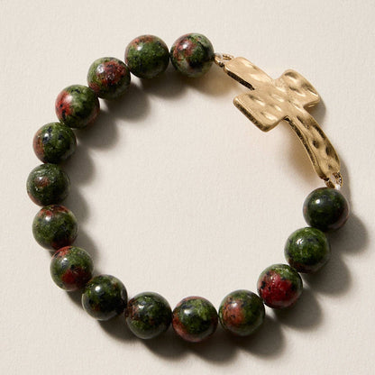 Natural Stone Cross Bracelet | Christian Faith Jewelry
