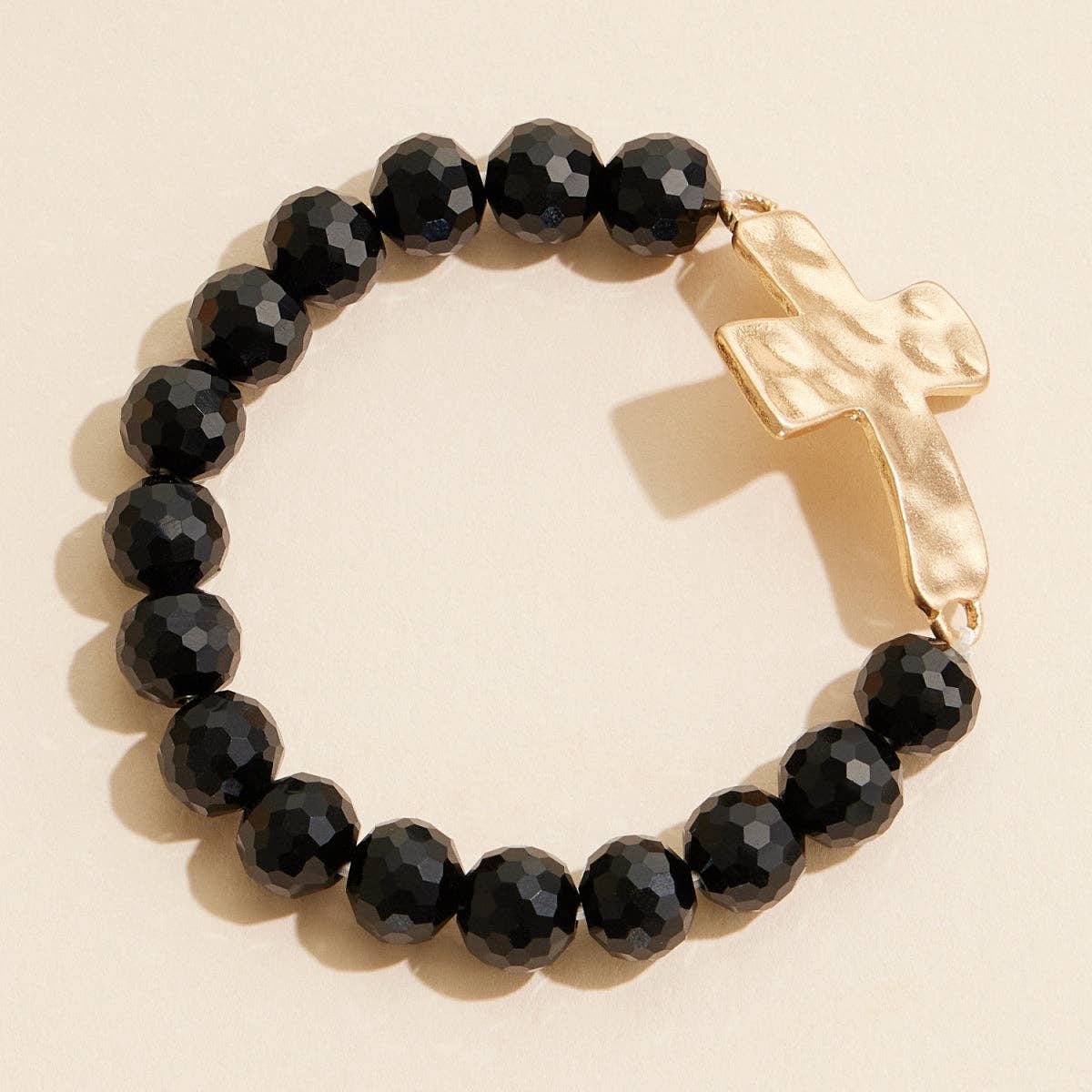 Glass Bead Bracelet | Cross Charm