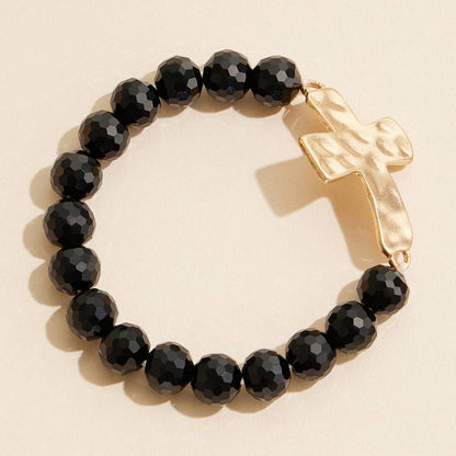 Glass Bead Bracelet | Cross Charm