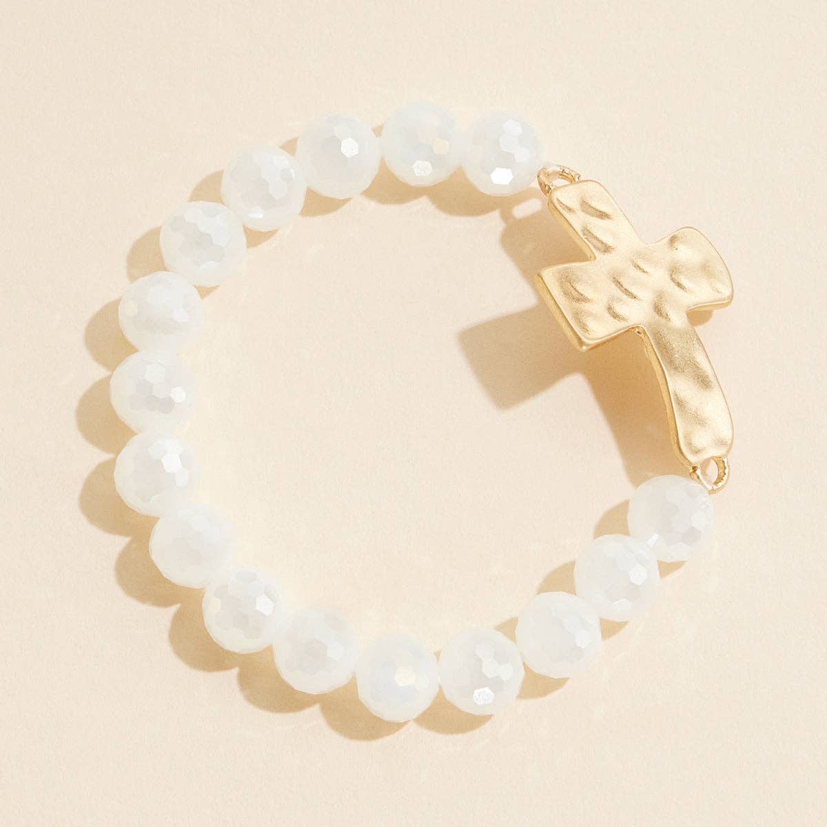 Glass Bead Bracelet | Cross Charm