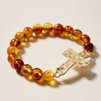 Natural Stone Cross Bracelet | Christian Faith Jewelry