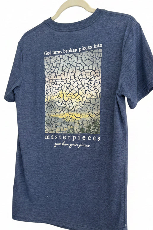 God Turns Broken Pieces Into Masterpieces Faith Tee