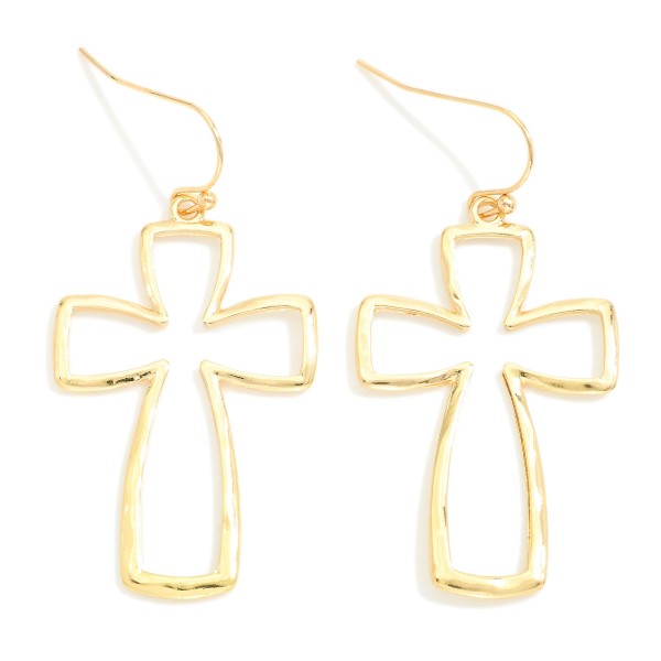 Rounded Metal Cross Drop Earrings 275411