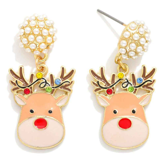 Christmas Reindeer Drop Earrings - Havens Marketplace
