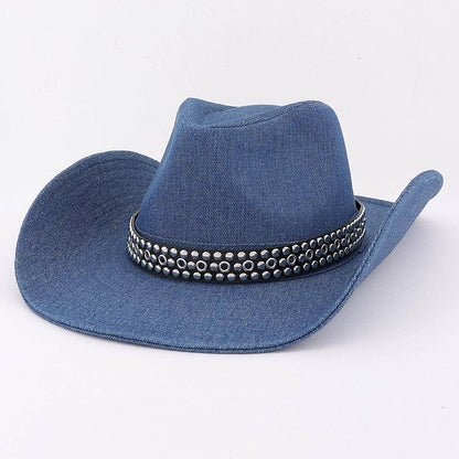 Studded Denim Cowboy Hat
