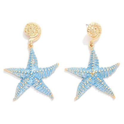 282563 Painted Metal Starfish/Shell Earrings
