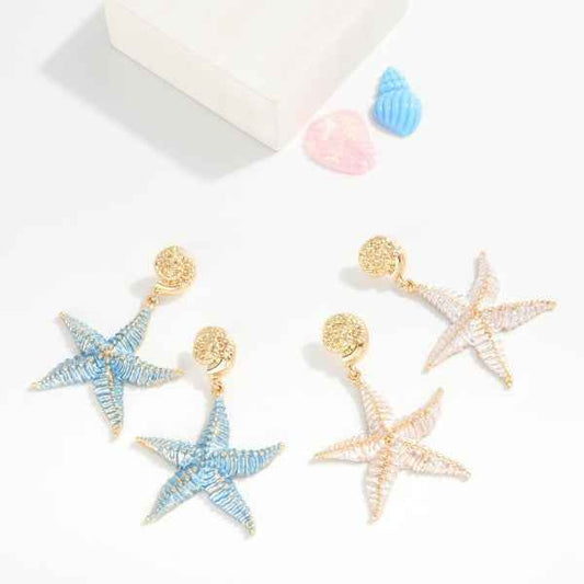 282563 Painted Metal Starfish/Shell Earrings