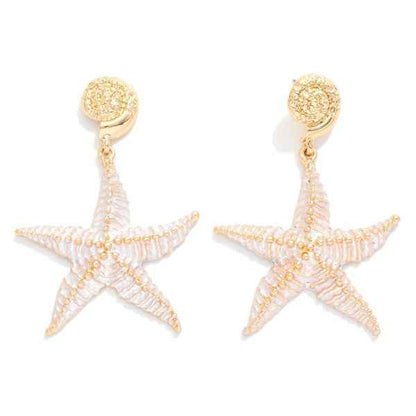 282563 Painted Metal Starfish/Shell Earrings