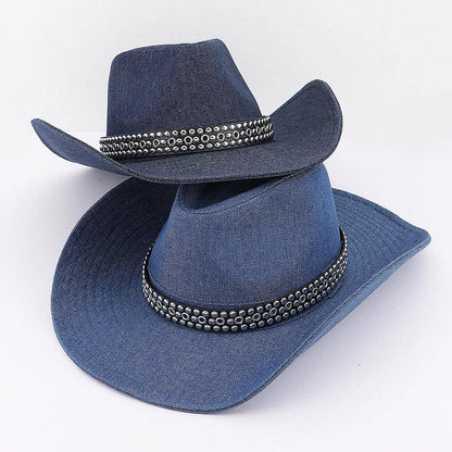 Studded Denim Cowboy Hat