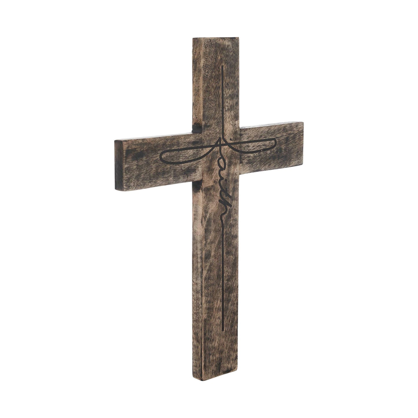 Rustic Solid Wood Faith Cross Wall Decor Distressed 18"