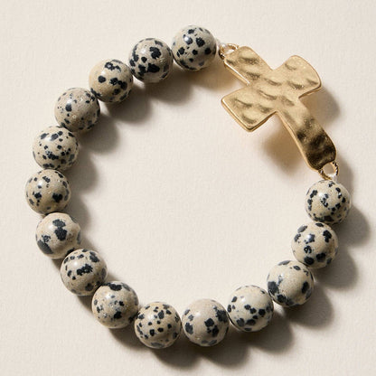 Natural Stone Cross Bracelet | Christian Faith Jewelry