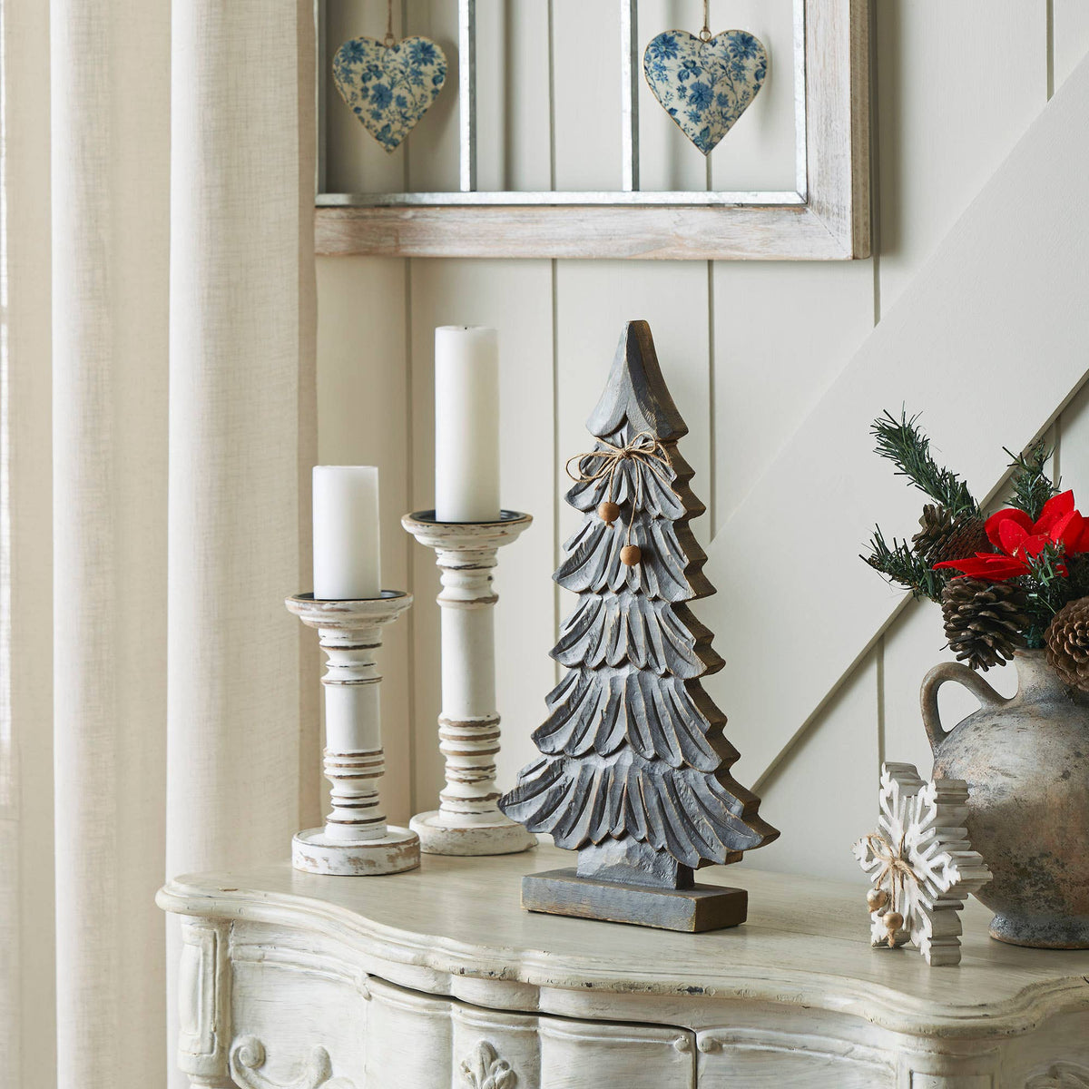 Gray Six-Tiered Wooden Christmas Tree 16.5in