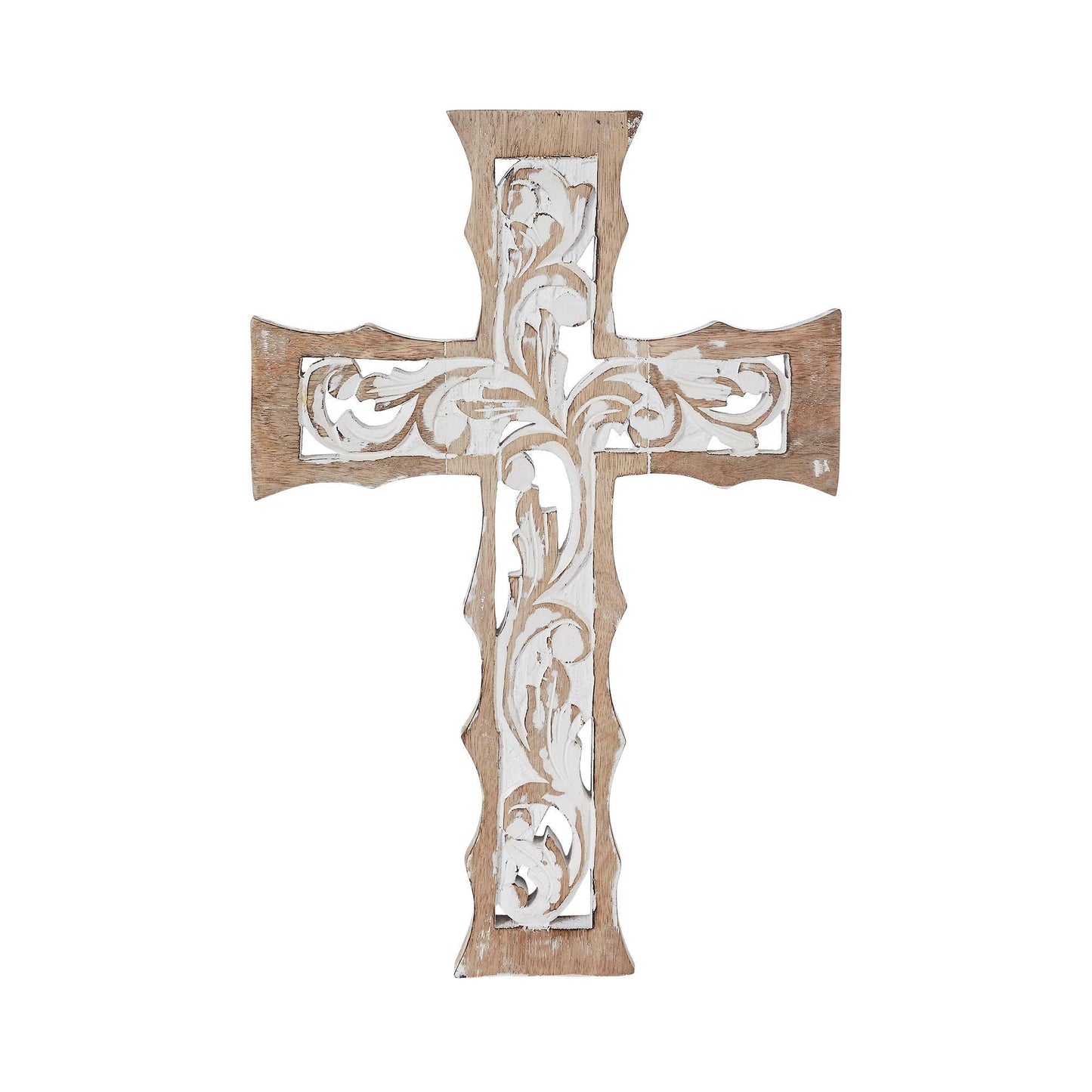 Distressed White Wooden Cross Farmhouse Wall Decor 18x12