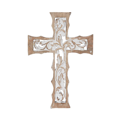 Distressed White Wooden Cross Farmhouse Wall Decor 18x12
