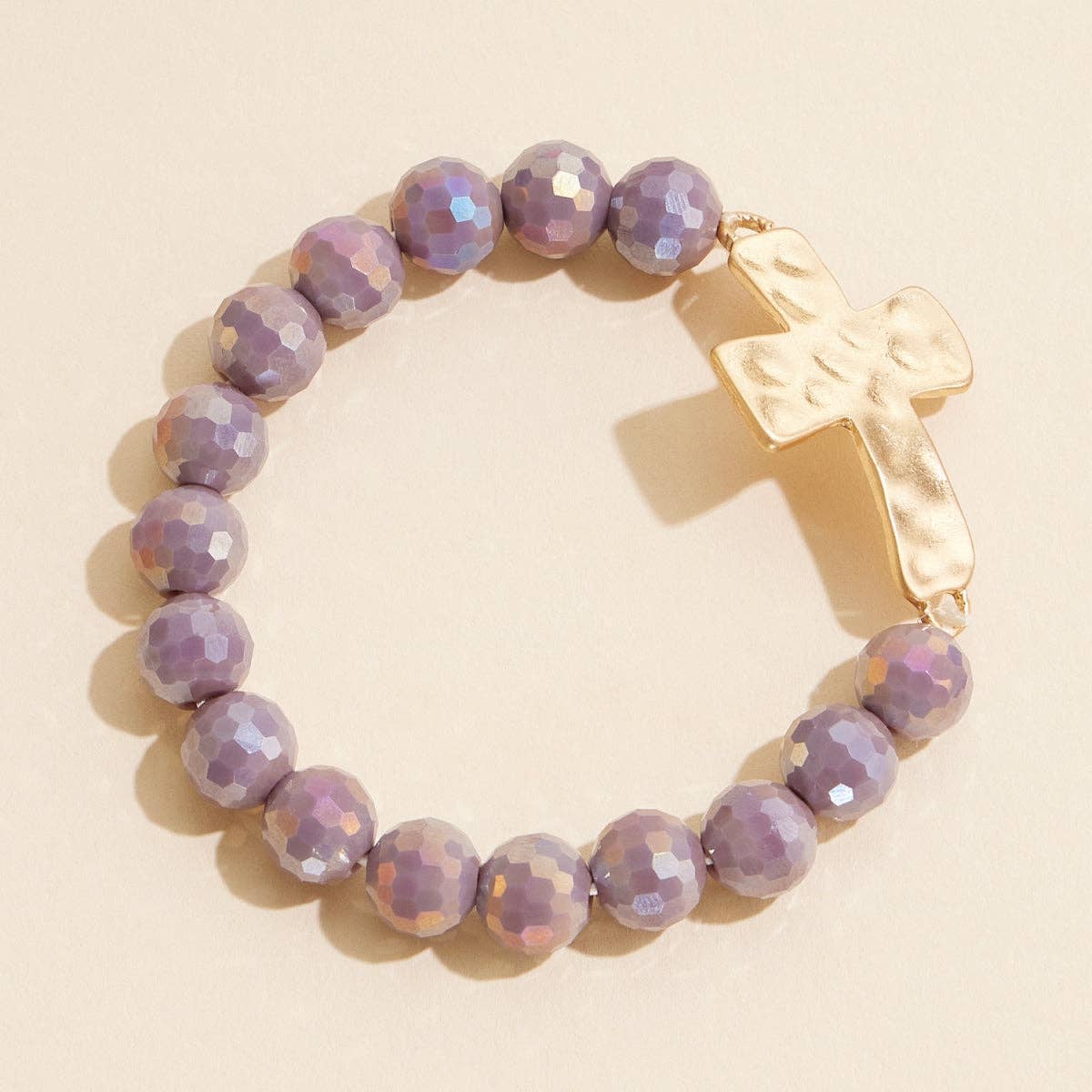 Glass Bead Bracelet | Cross Charm
