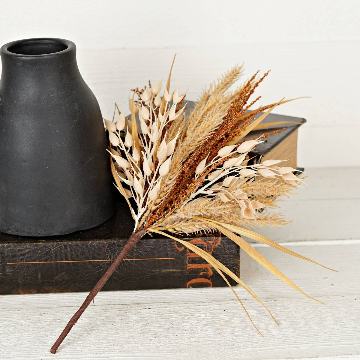 530781- 19in Bush-Beige Orange Mix Wheat and Grass