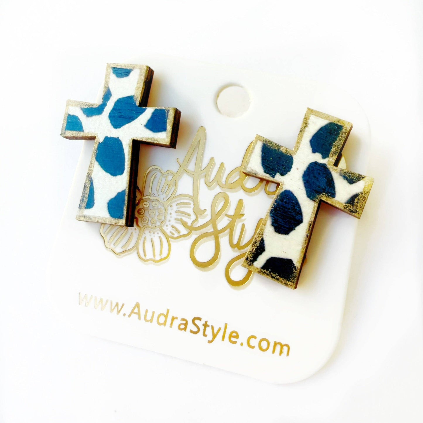 Black and White Cross Stud - Colorful Earring