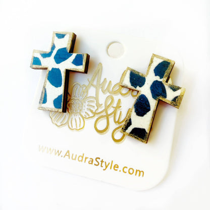 Black and White Cross Stud - Colorful Earring
