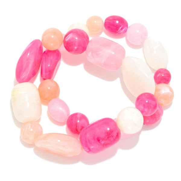 443352 Acetate Stone Beaded Bracelet Set