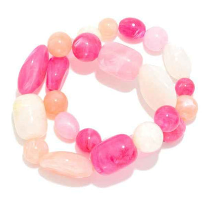 443352 Acetate Stone Beaded Bracelet Set