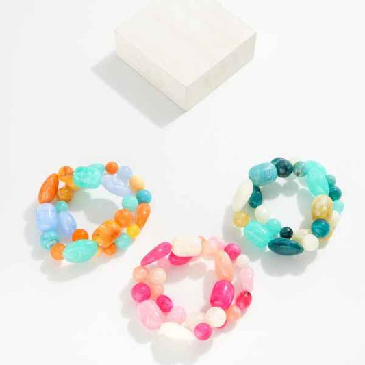 443352 Acetate Stone Beaded Bracelet Set