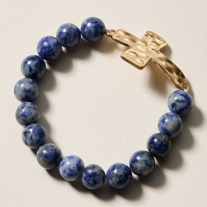 Natural Stone Cross Bracelet | Christian Faith Jewelry