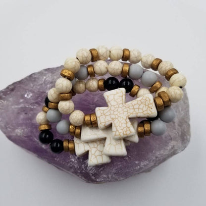 Turquoise Chunky Cross Stretch Bracelet