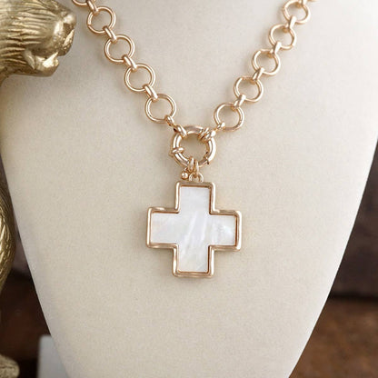 Luminous Cross – Mother of Pearl Charm Necklace