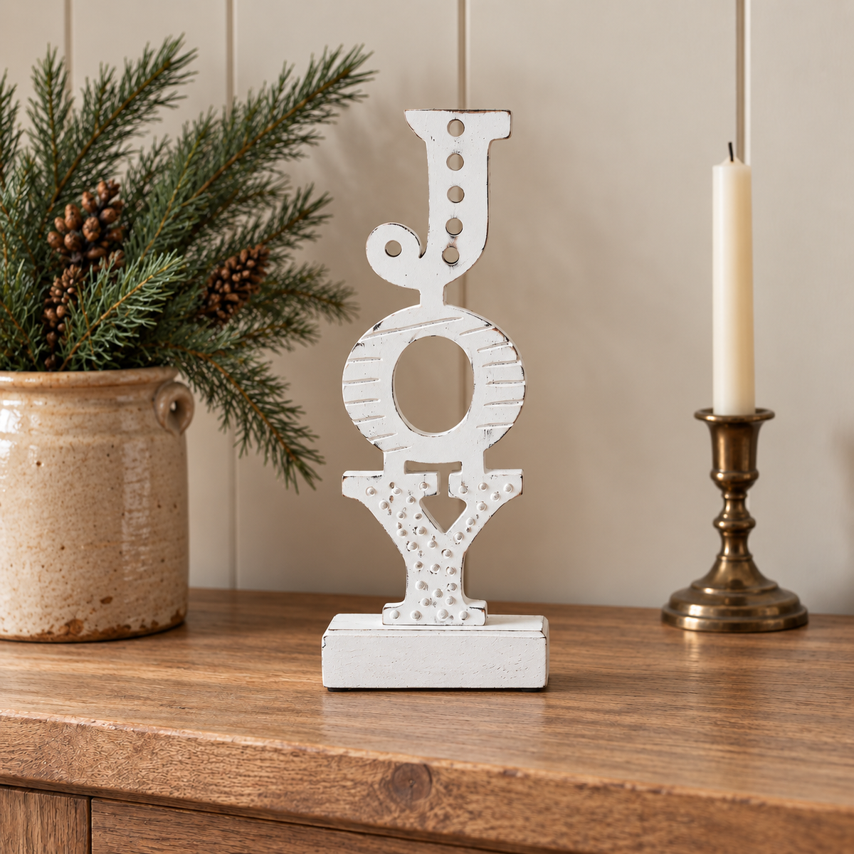 JOY Carved Letter Wooden Sign 10.25x4x2