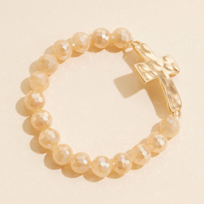Glass Bead Bracelet | Cross Charm