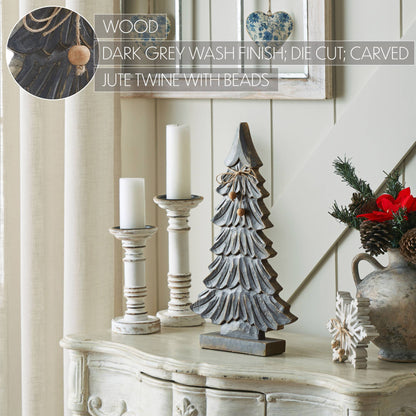 Gray Six-Tiered Wooden Christmas Tree 16.5in