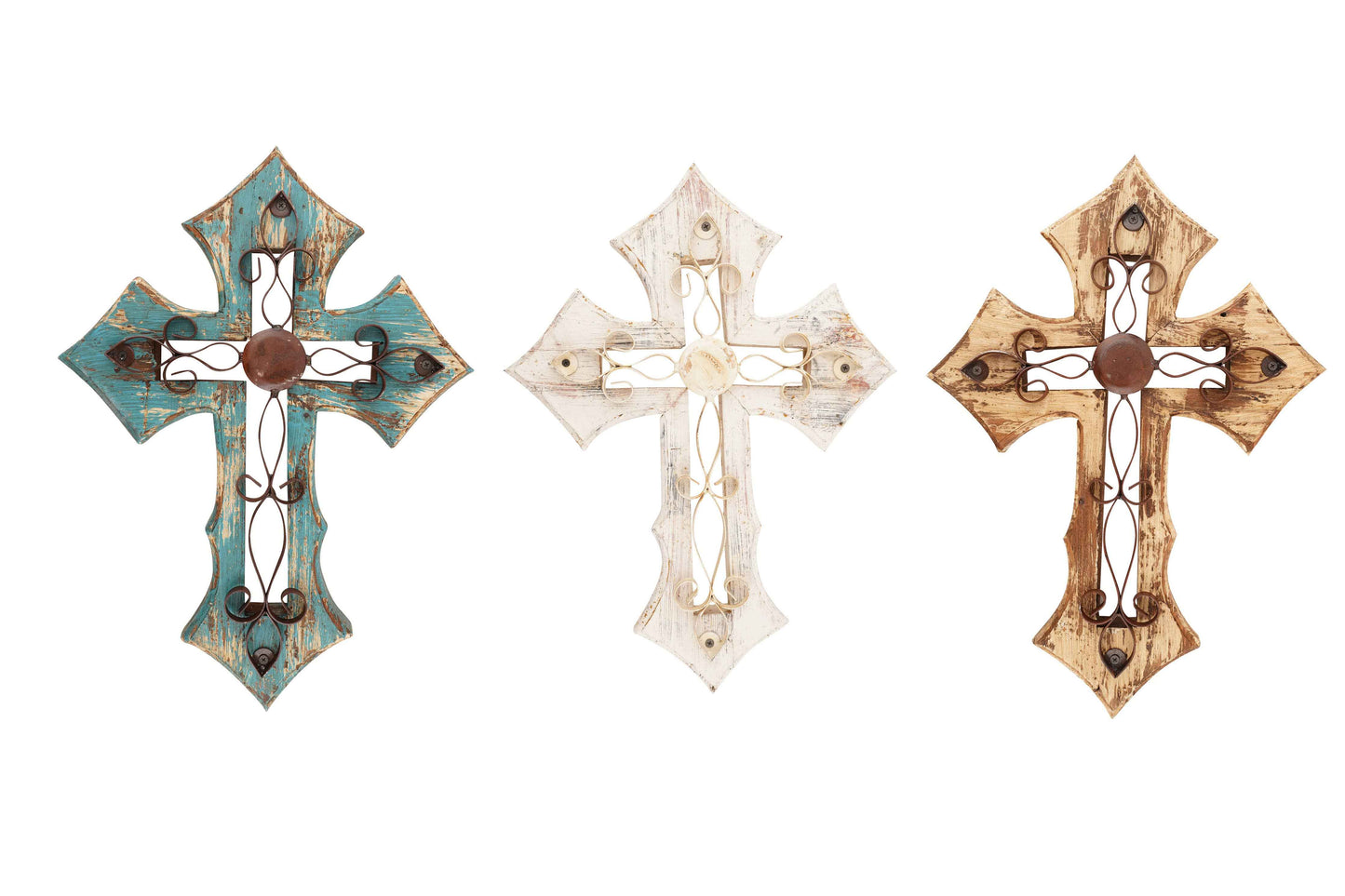 Laredo Wall Cross-Mexican Folk Art-Wood-Handmade-14x19-Wall