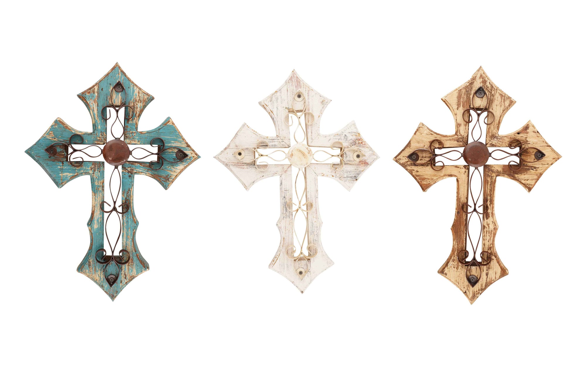 Laredo Wall Cross-Mexican Folk Art-Wood-Handmade-14x19-Wall