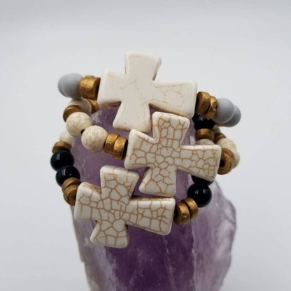 Turquoise Chunky Cross Stretch Bracelet