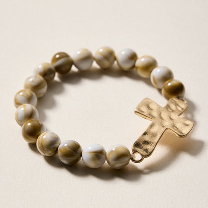 Natural Stone Cross Bracelet | Christian Faith Jewelry