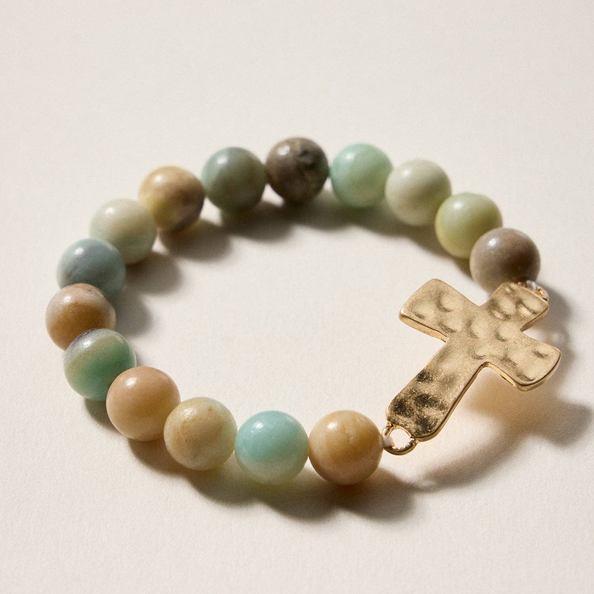 Natural Stone Cross Bracelet | Christian Faith Jewelry